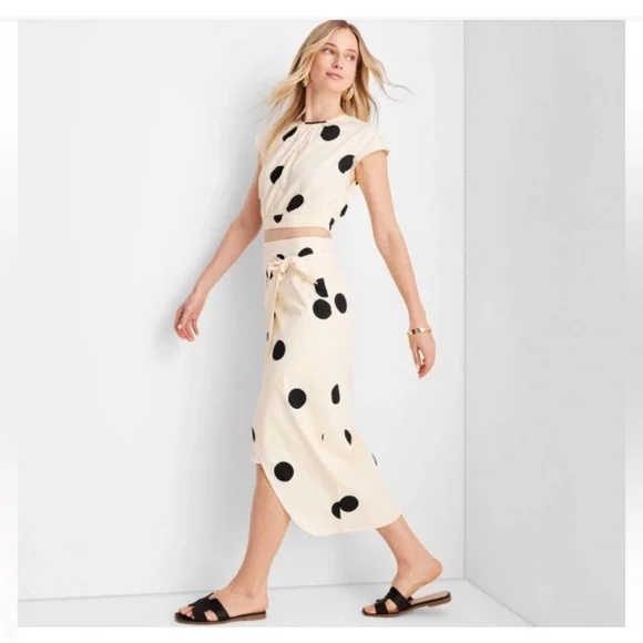 Future Collective x Jenny K. Lopez Faux Wrap Polkadot Midi Skirt Size 00 - Picture 2 of 13
